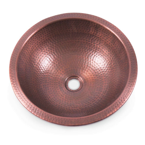 Pure Copper Hand Hammered 16 inch Rotunda Dual Mount Drop In Undermount Bathroom Sink